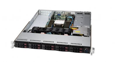 Платформа Supermicro 1U SYS-110P-WTR, До одного процессора Intel Xeon Scalable, DDR4, 10x2,5" HDD SATA, 2x10GBase-T