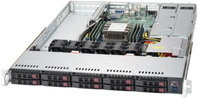 Платформа Supermicro 1U SYS-1019P-WTR, до одного процессора Intel Xeon Scalable, DDR4, 10x2,5" HDD SATA, 2x10GBase-T